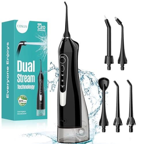 COSLUS C20 Cordless Water Dental Flosser (ADA Accepted, 300ml Tank)