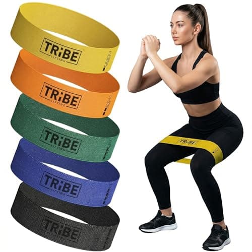 Tribe Lifting Fabric Resistance Bands (5-Pack Set for Glute & Leg Training)